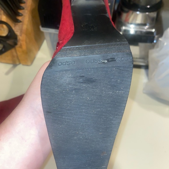 Women Vintage boots heels booties 80s Red tiger stripe suede bootie punk espo 37 - Picture 11 of 14